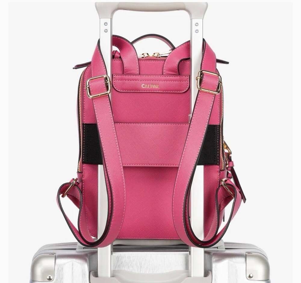 CALPAK Pink Woven Trim CalpakPink Mini Backpack NWT-B9 - Picture 3 of 11